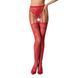 Сетчатые чулки-стокинги Passion S016 One Size, Red, имитация ажурного пояса с гартерами PSS016R фото 1
