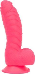 Ребристый фаллоимитатор на присоске ADDICTION &mdash; Tom 7&Prime; Dildo With Balls &mdash; Pink, вибропуля в подарок SO5585 фото