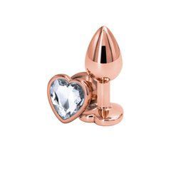 Анальна пробка NS Novelties Rear Assets - Rose Gold Heart - Small - Clear SX4367 фото