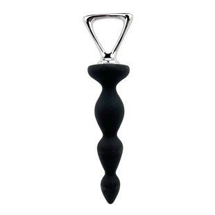 Анальная цепочка Adrien Lastic Arrow II, черная, силиконовая, гибкая, с металлической ручкой, диаметр 3,2 см SX0805 фото