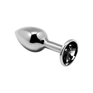 Металлическая анальная пробка с кристаллом Alive Mini Metal Butt Plug Black M SO6000 фото