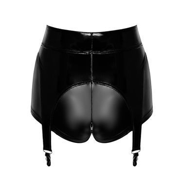 Шортики Noir Handmade F325 Glam, XL, black, винил, высокая талия, крепления для чулок, с доступом SX0384 фото