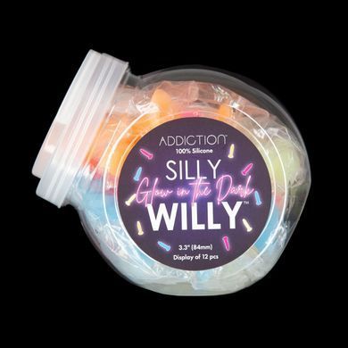 Набор фаллоимитаторов ADDICTION Silly Willy Glow in the Dark, 4 цвета, 12 шт, светятся в темноте SX0540 фото