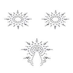 Пестіс з кристалів Petits Joujoux Gloria set of 3 - Silver, прикраса на груди та вульву SO3128 фото