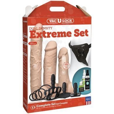 Набір для страпона Doc Johnson Vac-U-Lock Dual Density Extreme Set, діаметр: 7,72 см, 2&times;6,99 см SO6917 фото