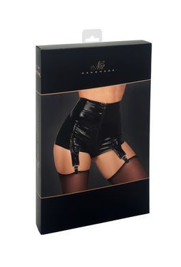Шортики Noir Handmade F325 Glam, 3XL, black, винил, высокая талия, крепления для чулок, с доступом SX0386 фото