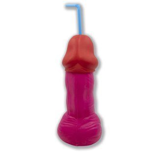 Коктейльна склянка-пеніс з кришкою та трубочкою Diverty Sex Fuchsia SX4911 фото