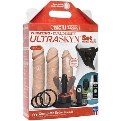 Набір для страпона Doc Johnson Vac-U-Lock VIBRATING Dual Density ULTRASKYN Set: діаметр 3&times;3,8 см SO6916 фото