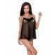 Сорочка прозора бебі-дол Passion MELANIA CHEMISE XXL/XXXL, black, трусики, на тонких бретелях EL16306 фото 1