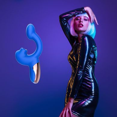 Смарт-вибратор Magic Motion Ponder Blue, двойная стимуляция, виброяйцо+язычок для клитора SX3229 фото