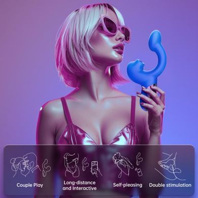 Смарт-вибратор Magic Motion Ponder Blue, двойная стимуляция, виброяйцо+язычок для клитора SX3229 фото