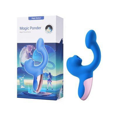 Смарт-вибратор Magic Motion Ponder Blue, двойная стимуляция, виброяйцо+язычок для клитора SX3229 фото