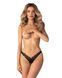 Трусики-стринги с кружевом Obsessive Arrowel Black crotchless thong L/XL SX2583 фото 1