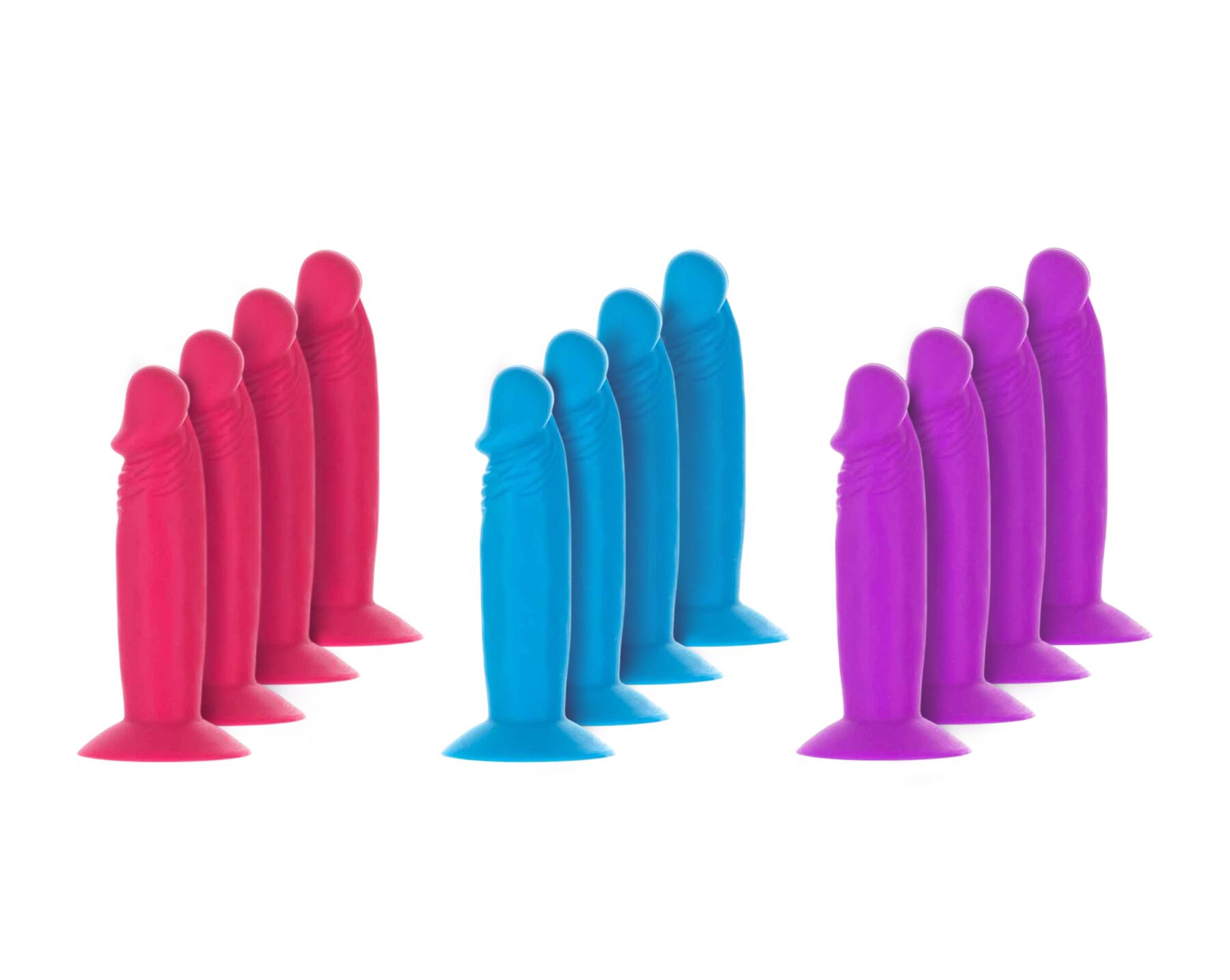 Набір фалоімітаторів ADDICTION Silly Willy 3.3” Silicone Dildo, 3 кольори, 12 шт