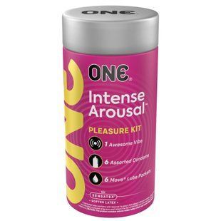 Подарочный набор ONE Intense Arousal, в комплекте 6 презервативов, 6 саше с лубрикантом, виброкольцо SX0798 фото