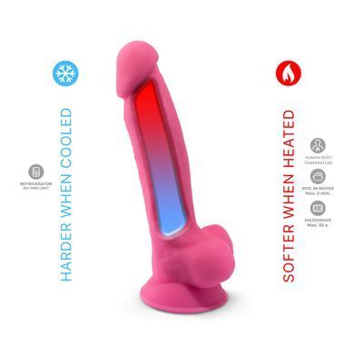 Фалоімітатор SilexD Johnny Pink Glow in the dark, двошаровий, силікон+Silexpan, діаметр 3,5см SO7026 фото