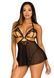 Сорочка беби-долл с открытыми чашками Leg Avenue Lace and mesh babydoll & panty Black S, стринги SO9163 фото 7