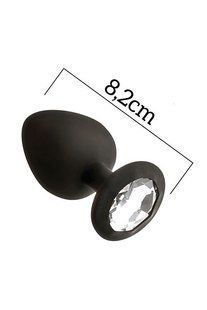 Анальная пробка с кристаллом MAI Attraction Toys №48 Black, длина 8,2см, диаметр 3,5см SO4631 фото