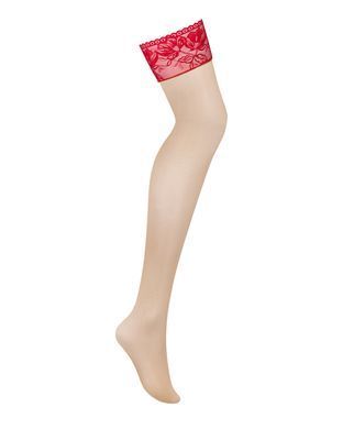 Чулки под пояс с широким кружевом Obsessive Lacelove stockings XL/2XL SO8660 фото