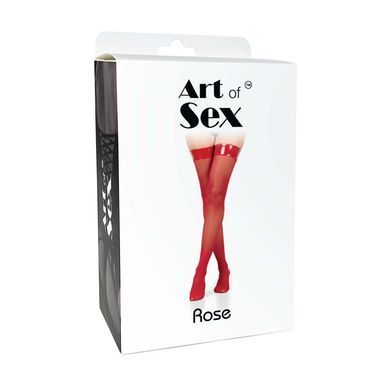 Чулки в мелкую сетку с коронкой Art of Sex - Rose, цвет черный с эффектом мокрого бархата, S SX3808 фото