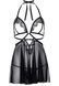 Сорочка беби-долл с открытыми чашками Leg Avenue Lace and mesh babydoll & panty Black L, стринги SO9165 фото 3