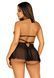 Сорочка беби-долл с открытыми чашками Leg Avenue Lace and mesh babydoll & panty Black L, стринги SO9165 фото 2