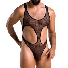 Мужское сетчатое боди Passion 040 LEON S/M Black, сетка, резинки SO7592 фото