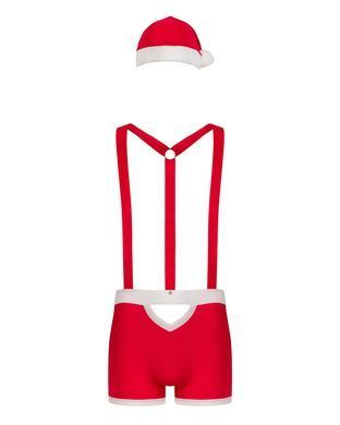 Мужской эротический костюм Санта-Клауса Obsessive Mr Claus L/XL, боксеры на подтяжках, шапочка с пом SO7295 фото