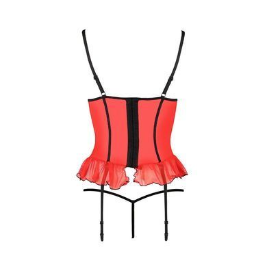 Корсет с открытой грудью CHERRY CORSET red XXL/3XL -Passion Exclusive, трусики, пажи, стрэпы, оборки PS25506 фото