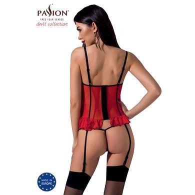 Корсет с открытой грудью CHERRY CORSET red XXL/3XL -Passion Exclusive, трусики, пажи, стрэпы, оборки PS25506 фото
