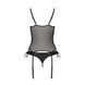 Корсет зі шнурівкою Passion NESSY CORSET XXL/XXXL black, стрінги з відкритим доступом, пажі для панч SO8456 фото 4
