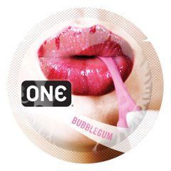 Ароматизований презерватив ONE FlavorWaves Bubblegum, 1 шт, фіолетовий, запах жувальної гумки SX0751 фото