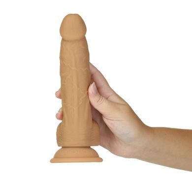 Фалоімітатор ADDICTION Dual Density Silicone Dildo Caramel 8&Prime;, присоска, діаметр 4,3 см, віброкуля SO8243 фото