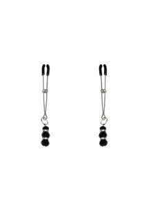 Тонкие зажимы для сосков с подвеской Feral Feelings - Thin nipple clamps, серебро/черный SO3796 фото