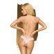 Трусики-тонг Penthouse Dangerous Darling L/XL White, мереживо, висока посадка, виріз спереду, бантик SO6497 фото 2