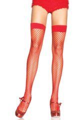 Чулки-сетка Leg Avenue Fishnet Thigh Highs One size, Red, мелкая сетка SO7973 фото