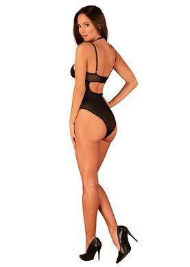 Прозрачное боди Obsessive Selinne teddy M/L Black, мелкая сетка, двойные бретели SO8665 фото