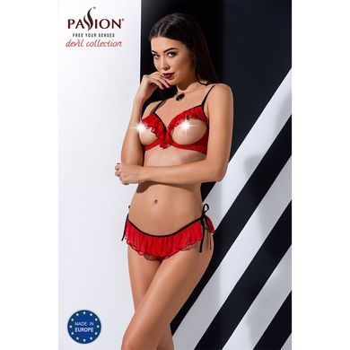 Комплект белья Passion Exclusive CHERRY SET OpenBra XXL/XXXL, red, открытый лиф, трусики-юбочка PS25509 фото