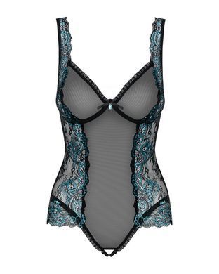 Сетчатое боди на косточках Obsessive Amanta teddy L/XL, черное, с доступом SO7199 фото