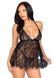 Сорочка бебі-дол Leg Avenue Floral lace babydoll & string Black M, стрінги SO9170 фото 5