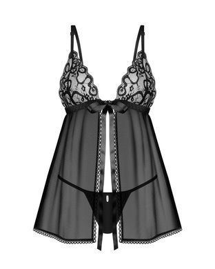 Сорочка беби-долл Obsessive Blomentis babydoll & thong, M/L, кружевной лиф, стринги в комплекте SX1024 фото