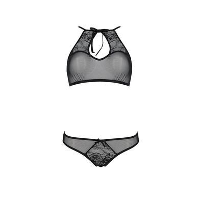 Комплект: бра, трусики з ажурним декором та відкритим кроком Passion URSULA SET S/M, black SO5842 фото