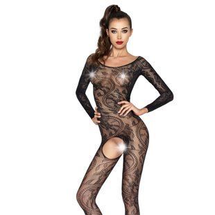 Бодістокінг Passion BS042 black, комбінезон, довгий рукав, закрите плече PBS042B фото