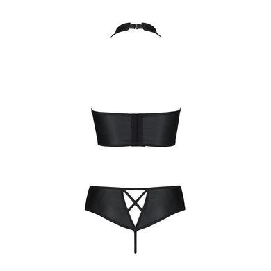 Комплект из эко-кожи Passion NANCY BIKINI L/XL, black, бра и трусики с имитацией шнуровки SO5367 фото