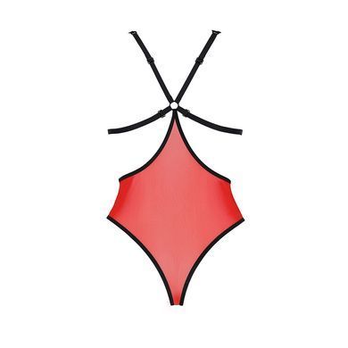 Напівпрозоре боді з мереживом Passion PEONIA BODY XXL/XXXL red SO8462 фото