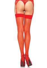 Прозрачные чулки со швом Leg Avenue Sheer backseam stockings Red, one size SO7978 фото