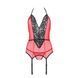Корсет з пажами для панчіх Passion PEONIA CORSET S/M red, стрінги SO8464 фото 4