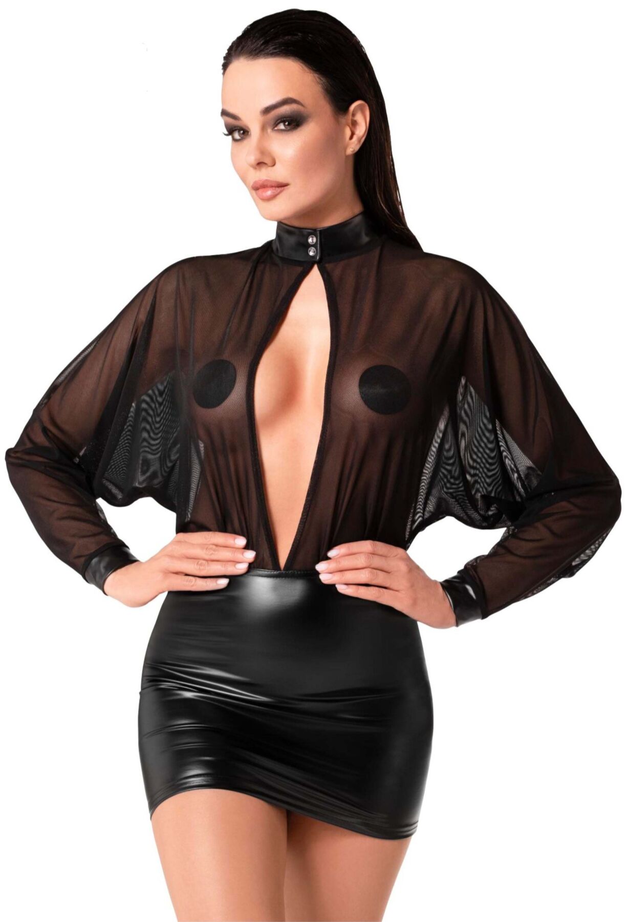 Сукня Noir Handmade F348 Powerwetlook and tulle dress - 4XL