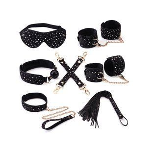 Набор Liebe Seele Stary Nights 7pcs Bondage Kit, фиксаторы, ошейник с поводком, кляп, флоггер, маска SO9508 фото