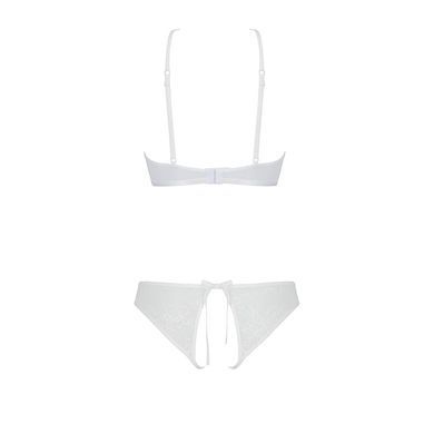 Комплект из бра, трусиков с ажурным декором и открытым шагом Passion URSULA SET XXL/XXXL, white SO5846 фото